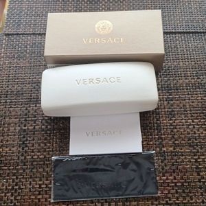 White Versace Small Sunglass Case with Gold Box